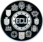 Luxembourg ECU Charles IV 1993 Proof X# 40 ECU coin reverse