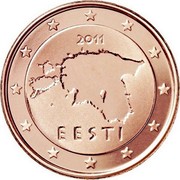 Estonia Euro Cent Map of Estonia 2011 Proof KM# 61 2011 EESTI coin obverse Estonia Euro Cent Map of Estonia 2011 Proof KM# 61 2011 EESTI coin obverse