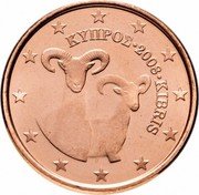 Cyprus Euro Cent Moufflon 2008 KM# 78 ΚΥΠΡΟΣ 2008 KIBRIS coin obverse Cyprus Euro Cent Moufflon 2008 KM# 78 ΚΥΠΡΟΣ 2008 KIBRIS coin obverse