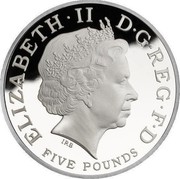 UK Five Pounds Countdown Olympiad 2012 BU ELIZABETH ∙ II D ∙ G ∙ REG ∙ F ∙ D IRB FIVE POUNDS coin obverse