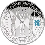 UK Five Pounds Countdown Olympiad 2012 BU COUNTDOWN 2012 LONDON TM CA XXX OLYMPIAD coin reverse