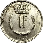 Luxembourg Franc Jean 1968 KM# 55 1 F 1981 coin reverse Luxembourg Franc Jean 1968 KM# 55 1 F 1981 coin reverse