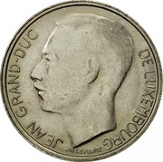 Luxembourg Franc Jean 1987 KM# 59 JEAN GRAND-DUC DE LUXEMBOURG J.N. LEFEVRE coin obverse Luxembourg Franc Jean 1987 KM# 59 JEAN GRAND-DUC DE LUXEMBOURG J.N. LEFEVRE coin obverse