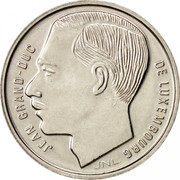Luxembourg Franc Jean 1988 KM# 63 JEAN GRAND-DUC DE LUXEMBOURG JNL coin obverse Luxembourg Franc Jean 1988 KM# 63 JEAN GRAND-DUC DE LUXEMBOURG JNL coin obverse