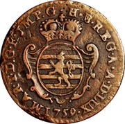 Luxembourg Liard Maria Theresa 1759 (b) KM# 3 MAR•T•D:G•R•JMP•G•H•B•REG•A•A•D•LUX• 1759 coin obverse Luxembourg Liard Maria Theresa 1759 (b) KM# 3 MAR•T•D:G•R•JMP•G•H•B•REG•A•A•D•LUX• 1759 coin obverse
