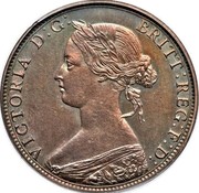 Canada One Cent Victoria (Pattern) 1865 Only 4-5 known coins KM# Pn7 VICTORIA D: G: BRITT: REG: F: D: coin obverse Canada One Cent Victoria (Pattern) 1865 Only 4-5 known coins KM# Pn7 VICTORIA D: G: BRITT: REG: F: D: coin obverse