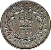 Canada One Cent Victoria (Pattern) 1865 Only 4-5 known coins KM# Pn7 ONE CENT 1864 NEWFOUNDLAND coin reverse Canada One Cent Victoria (Pattern) 1865 Only 4-5 known coins KM# Pn7 ONE CENT 1864 NEWFOUNDLAND coin reverse
