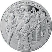 New Zealand One Dollar Back from the Brink 2018 ONE DOLLAR • WWI 1918 BACK FROM THE BRINK coin reverse
