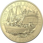 Australia One Dollar Mutiny on the Bounty 2019 UNC in Coincard MUTINY ON THE BOUNTY 1789 ONE DOLLAR coin reverse Australia One Dollar Mutiny on the Bounty 2019 UNC in Coincard MUTINY ON THE BOUNTY 1789 ONE DOLLAR coin reverse