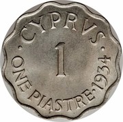 Cyprus Piastre George V 1934 KM# 21 ∙ CYPRVS ∙ 1 ONE PIASTRE∙1934 coin reverse