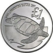 Cyprus Pound Cyprus Green Turtle 1997 Proof KM# 72a WWF CONSERVING NATURE 1977 1£ coin reverse