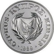 Cyprus Pound III Games of Small States of Europe 1989 Proof KM# 63a 1960 CYPRUS ∙ ΚΥΠΡΟΣ ∙ KIBRIS ∙ 1989 ∙ coin obverse