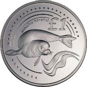 Cyprus Pound Mediterranean Monk Seal 2005 Proof KM# 76 £1 MONACHUS MONACHUS coin reverse Cyprus Pound Mediterranean Monk Seal 2005 Proof KM# 76 £1 MONACHUS MONACHUS coin reverse