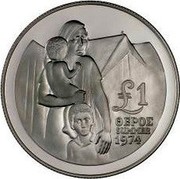 Cyprus Pound Refugee Commemorative 1976 KM# 46 £1 ΘΕΡΟΣ SUMMER 1974 coin reverse