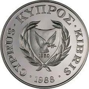 Cyprus Pound XXIV Summer Olympic Games 1988 Seoul 1988 KM# 61 1960 CYPRUS ∙ ΚΥΠΡΟΣ ∙KIBRIS ∙ 1988 ∙ coin obverse