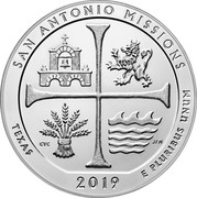 USA Quarter Dollar (San Antonio Missions) SAN ANTONIO MISSIONS TEXAS 2019 E PLURIBUS UNUM coin reverse USA Quarter Dollar (San Antonio Missions) SAN ANTONIO MISSIONS TEXAS 2019 E PLURIBUS UNUM coin reverse