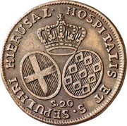 Malta S•20 Emmanuel de Rohan 1778 KM# Pn8 HOSPITALIS ET S• SEPULHRI HIERUSAL• S•20 coin reverse