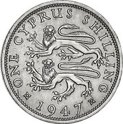 Cyprus Shilling George VI 1947 KM# 27 ONE CYPRUS SHILLING 1947 coin reverse