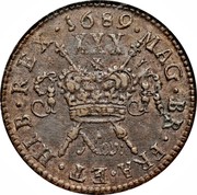 Ireland 1/2 Crown James II Gun Money 1689 Nov KM# 95 MAG∙BR∙FRA∙ET∙HIB∙REX∙1689∙ NOV: coin reverse