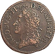 Ireland 1/2 Crown James II Gun Money 1690 May KM# 101 IACOBVS • II • DEI • GRATIA coin obverse Ireland 1/2 Crown James II Gun Money 1690 May KM# 101 IACOBVS • II • DEI • GRATIA coin obverse