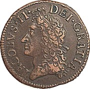 Ireland 1/2 Crown James II Gun Money 1690 Proof, May KM# 101a IACOBVS • II • DEI • GRATIA coin obverse Ireland 1/2 Crown James II Gun Money 1690 Proof, May KM# 101a IACOBVS • II • DEI • GRATIA coin obverse