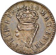 Ireland 1/2 Penny James II 1690 Proof KM# 96b 1690 MAG BR FRA ET HIB REX coin reverse Ireland 1/2 Penny James II 1690 Proof KM# 96b 1690 MAG BR FRA ET HIB REX coin reverse