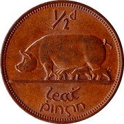 Ireland 1/2 Penny 1964 KM# 10 Republic ½ D LEAT PINGIN PM coin reverse Ireland 1/2 Penny 1964 KM# 10 Republic ½ D LEAT PINGIN PM coin reverse