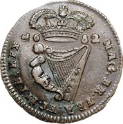 Ireland 1/2 Penny Charles II 1682 KM# 91 16 82 MAG.BR.FRA.ET.HIB.REX coin reverse Ireland 1/2 Penny Charles II 1682 KM# 91 16 82 MAG.BR.FRA.ET.HIB.REX coin reverse