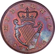 Ireland 1/2 Penny George II 1736 KM# 125a HIBERNIA 1736 coin reverse Ireland 1/2 Penny George II 1736 KM# 125a HIBERNIA 1736 coin reverse