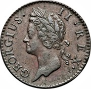 Ireland 1/2 Penny George II large letters 1746 KM# 130.1 GEORGIUS • II • REX • coin obverse