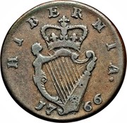 Ireland 1/2 Penny George III short bust type 1766 KM# 137 HIBERNIA 17 66 coin reverse Ireland 1/2 Penny George III short bust type 1766 KM# 137 HIBERNIA 17 66 coin reverse