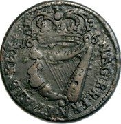 Ireland 1/2 Penny William III 1696 Reverse legend varieties exist KM# 110 MAG BR FRA ET HIB REX 1696 coin reverse
