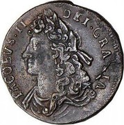 Ireland 1/2 Penny James II 1686 KM# 92 MAG BR FRA ET HIB REX 16 86 coin obverse Ireland 1/2 Penny James II 1686 KM# 92 MAG BR FRA ET HIB REX 16 86 coin obverse