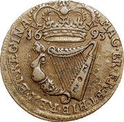 Ireland 1/2 Penny William and Mary 1693 Proof KM# 109a MAG BR FR ET HIB REX ET REGINA 1693 coin reverse Ireland 1/2 Penny William and Mary 1693 Proof KM# 109a MAG BR FR ET HIB REX ET REGINA 1693 coin reverse