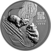 Australia 1 Dollar 6th Portrait - Year of the Mouse 2020 P Declared mintage 鼠 MOUSE 2020 P coin reverse Australia 1 Dollar 6th Portrait - Year of the Mouse 2020 P Declared mintage 鼠 MOUSE 2020 P coin reverse