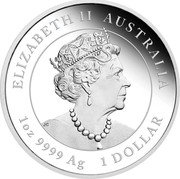 Australia 1 Dollar Year of the Mouse - Lunar Series III 2020 Proof ELIZABETH II AUSTRALIA 1 OZ 9999 AG 1 DOLLAR coin obverse Australia 1 Dollar Year of the Mouse - Lunar Series III 2020 Proof ELIZABETH II AUSTRALIA 1 OZ 9999 AG 1 DOLLAR coin obverse