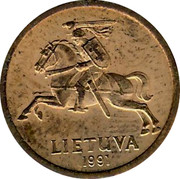 Lithuania 10 Centu 1991 KM# 88 Reform Coinage LIETUVA 1991 coin obverse Lithuania 10 Centu 1991 KM# 88 Reform Coinage LIETUVA 1991 coin obverse