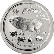 Australia 10 Dollars 4th Portrait - Year of the Pig 2019 P Perth Mint Bullion Coin YEAR OF THE PIG P coin reverse Australia 10 Dollars 4th Portrait - Year of the Pig 2019 P Perth Mint Bullion Coin YEAR OF THE PIG P coin reverse