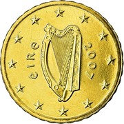 Ireland 10 Euro Cent Harp. 2nd Map 2007 Proof KM# 47 ÉIRE 2007 coin obverse Ireland 10 Euro Cent Harp. 2nd Map 2007 Proof KM# 47 ÉIRE 2007 coin obverse