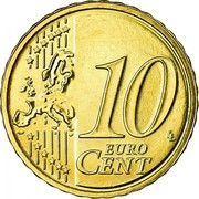 Ireland 10 Euro Cent Harp. 2nd Map 2007 Proof KM# 47 10 EURO CENT LL coin reverse Ireland 10 Euro Cent Harp. 2nd Map 2007 Proof KM# 47 10 EURO CENT LL coin reverse