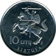 Lithuania 10 Litu 60th Anniversary of Darius and Girenas flight across the Atlantic 1993 LMK KM# 94 10 LITŲ LMK LIETUVA coin obverse Lithuania 10 Litu 60th Anniversary of Darius and Girenas flight across the Atlantic 1993 LMK KM# 94 10 LITŲ LMK LIETUVA coin obverse
