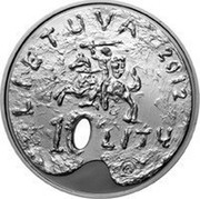 Lithuania 10 Litu Dedicated to Fine Arts 2012 Proof KM# 179 LIETUVA 2012 10 LITŲ LMK coin obverse Lithuania 10 Litu Dedicated to Fine Arts 2012 Proof KM# 179 LIETUVA 2012 10 LITŲ LMK coin obverse
