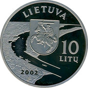 Lithuania 10 Litu Dedicated to Klaipeda 2002 Proof KM# 131 KLAIPĖDA coin reverse Lithuania 10 Litu Dedicated to Klaipeda 2002 Proof KM# 131 KLAIPĖDA coin reverse