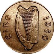 Ireland 10 Pence Large type 1980 KM# 23 ÉIRE 1980 coin obverse Ireland 10 Pence Large type 1980 KM# 23 ÉIRE 1980 coin obverse