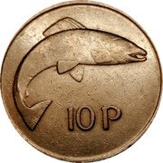 Ireland 10 Pence Large type 1980 KM# 23 10 P coin reverse Ireland 10 Pence Large type 1980 KM# 23 10 P coin reverse
