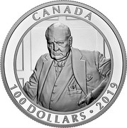 Canada 100 Dollars Winston Churchill - The Roaring Lion 2019 Proof CANADA 100 DOLLARS 2019 coin obverse Canada 100 Dollars Winston Churchill - The Roaring Lion 2019 Proof CANADA 100 DOLLARS 2019 coin obverse