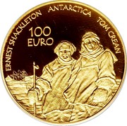 Ireland 100 Euro International Polar Year 2008 Proof KM# 57 ERNEST SHACKLETON ANTARCTICA TOM CREAN 100 EURO T.R. coin reverse Ireland 100 Euro International Polar Year 2008 Proof KM# 57 ERNEST SHACKLETON ANTARCTICA TOM CREAN 100 EURO T.R. coin reverse
