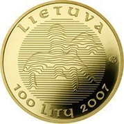 Lithuania 100 Litu 1000th Anniversary of the name Lithuania 2007 Proof KM# 158 LIETUVA LMK 100 LITŲ 207 coin obverse Lithuania 100 Litu 1000th Anniversary of the name Lithuania 2007 Proof KM# 158 LIETUVA LMK 100 LITŲ 207 coin obverse