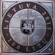 Lithuania 100 Litu 1st Map of Grand Duchy of Lithuania 2013 Proof KM# 198 LIETUVA 2013 100 LITŲ LMK coin obverse Lithuania 100 Litu 1st Map of Grand Duchy of Lithuania 2013 Proof KM# 198 LIETUVA 2013 100 LITŲ LMK coin obverse