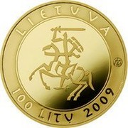 Lithuania 100 Litu Millennium of the mention of the name of Lithuania 2009 LMK Proof KM# 166 LIETUVA LMK 100 LITŲ 2009 coin obverse Lithuania 100 Litu Millennium of the mention of the name of Lithuania 2009 LMK Proof KM# 166 LIETUVA LMK 100 LITŲ 2009 coin obverse